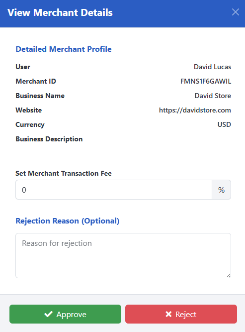 Merchant Review Modal